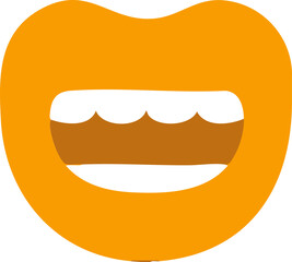 Big smiling mouth icon with bright orange lip and white tooth row