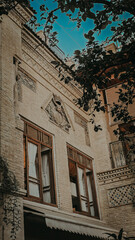 Fototapeta premium Traditional Old Iranian House Window and Courtyard - Stock Photo