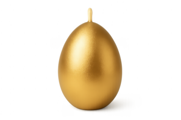 Golden egg candle representing wealth and success, transparent background