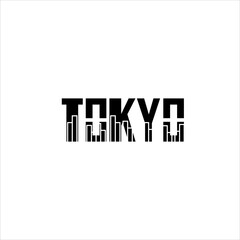 The design of the word "Tokyo" with the concept of a densely populated city.