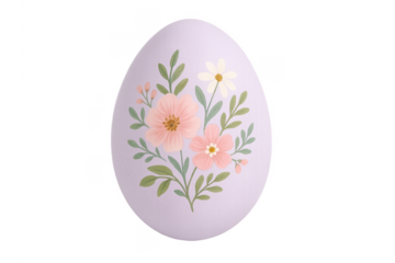 Pastel lavender easter egg decorated with flowers