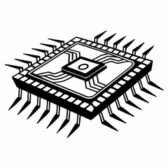 Creative Details Quantum Computing Chip Icon Vector Illustration | Futuristic Technology | AI & Digital Circuit Design
