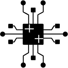 Creative Details Quantum Computing Chip Icon Vector Illustration | Futuristic Technology | AI & Digital Circuit Design