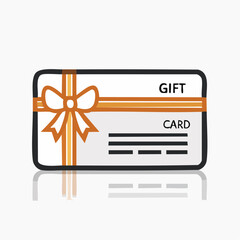 Gift card presents a credit card like Icon with ribbon bow