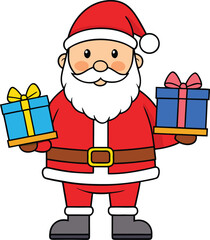 Cheerful Santa Claus Holding Christmas Gifts Ready for Holiday Season
