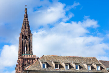 Notre Dame Church and Blue sky in Strasbourg France