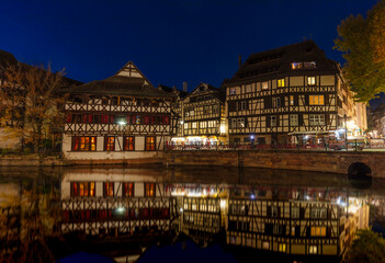 La Petite France in Strasbourg France at night la Venise in Strasbourg