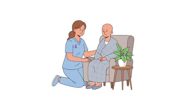 Compassionate nurse helps patient recovering from illness Supportive medical care concept