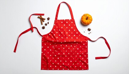 Polka Dot Kitchen Apron with Pumpkin and Cinnamon 