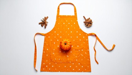 Polka Dot Kitchen Apron with Pumpkin and Cinnamon 