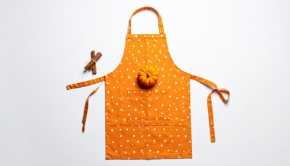 Polka Dot Kitchen Apron with Pumpkin and Cinnamon 