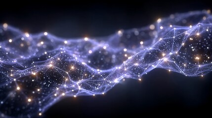 Abstract Technology Background with Connected Dots and Lines Glowing Network Visualization