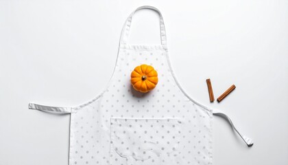 Polka Dot Kitchen Apron with Pumpkin and Cinnamon 
