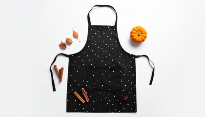 Polka Dot Kitchen Apron with Pumpkin and Cinnamon 