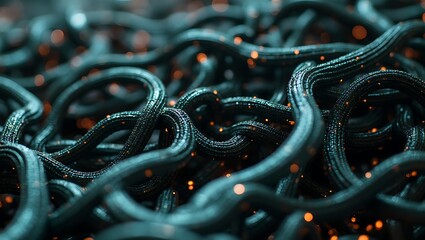 Interconnected digital ropes with sparkling energy particles