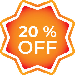 Orange Starburst Sale Tag with 20% Off Text