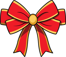 Festive Red and Gold Cartoon Bow Gift Decoration Holiday Design