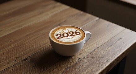 Coffee 2026: Intricate Latte Art Design New Year concept