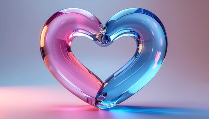 Kształt serca wykonany ze szkła w kolorach różowych i niebieskich