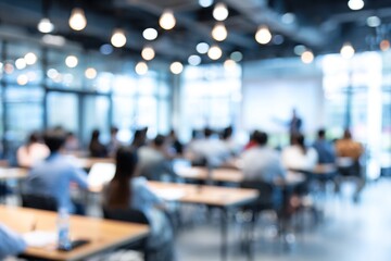 Abstract blurred people doing workshop in training room, education concept, Business seminar. High quality