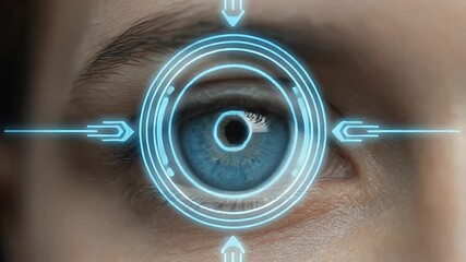 Futuristic Eye Scan Interface for Biometric Identification and Cybersecurity - Powered by Adobe