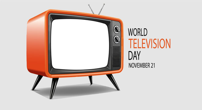 Retro Orange Television Set for World Television Day on November 21