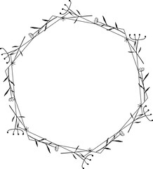 Hand Drawn Style Leaf Wreath Frame
