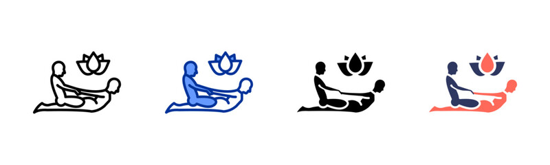 Thai Massage Therapy icon sheet multiple style collection