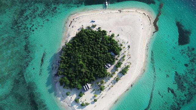 4K Drone Descent Over Patawan Island, Philippines .Top-Down Aerial View of Tropical Landscape. High quality FullHD footage