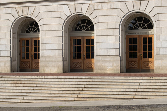 Berkeley, CA, USA - Nov 21, 2023: Front view of the Benjamin Ide Wheeler Hall on the UC Berkeley campus, home to the English Department and College Writing Programs Department.