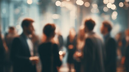 Networking Event Background Blur - People mingling at a business networking event with a blurred background. High quality