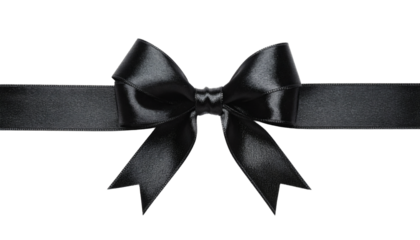 Elegant black satin bow and ribbon detail for sophisticated gift wrapping or formal occasions