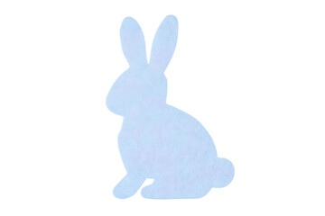Obraz premium Blue watercolor rabbit silhouette cutout on transparent background