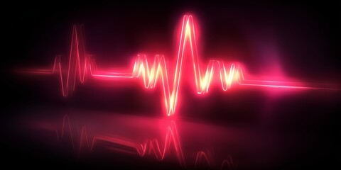 Red and yellow wave with a heart in the middle. The wave is pulsing and the heart is glowing