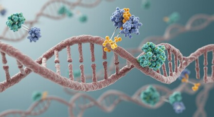DNA strand with interacting molecules