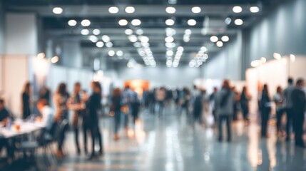 Corporate Event Blur: A blurred background of a corporate event in a conference hall, with people networking and socializing. High quality