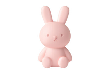 Obraz premium Pink bunny toy sitting cute character on transparent background