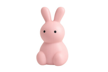 Obraz premium Pink minimalist bunny toy figurine on transparent background