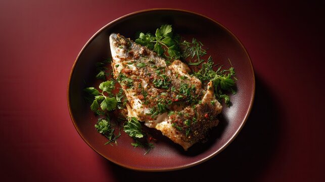 Baked Surubi From Argentina's Paran River Presented With Herbs, Showing the Delicious Simplicity of Local Cuisine