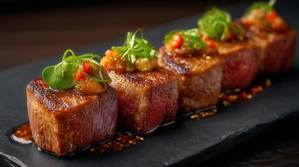 Savor the Moment With Beautifully Plated Seared Tuna Tataki Appetizers Garnished With Fresh Greens