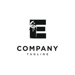 Letter E Candle Logo Icon Vector