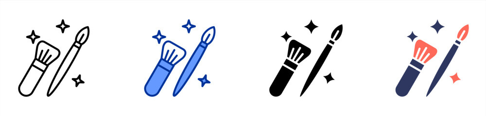 Makeup Brush icon set multiple style collection