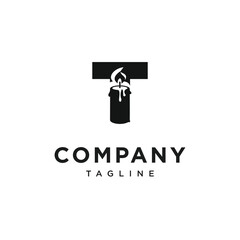 Letter T Candle Logo Icon Vector