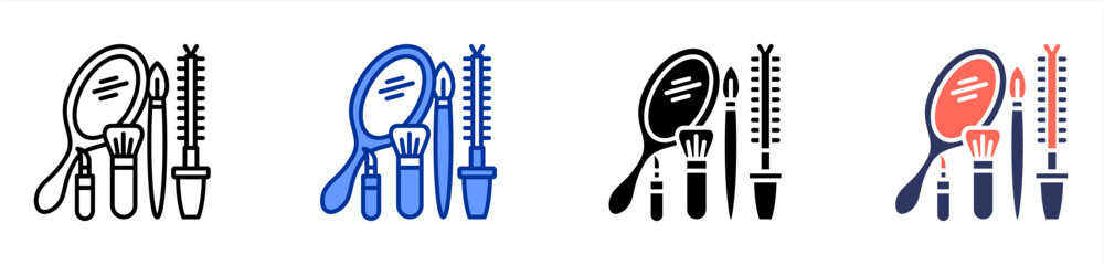 Mirror And Brush Set icon set multiple style collection