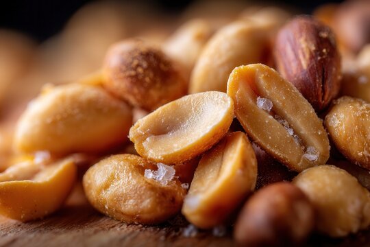 Peanut Party a Crunchy, Salty Celebration With a Tasty Pile Ready for Snacking, Close-Up
