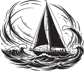 Sailboat Battling Stormy Seas