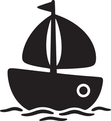 Simple Black Silhouette of a Sailboat on Water