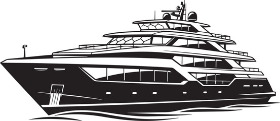 Sleek Black and White Yacht Illustration