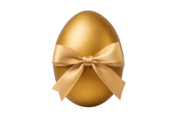 Golden egg with ribbon bow symbolizing wealth celebration