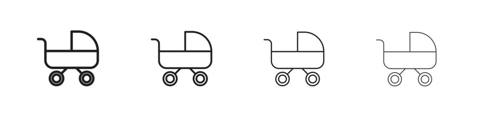 Baby carriage icon design elements. Outline icon with editable stroke. Vector